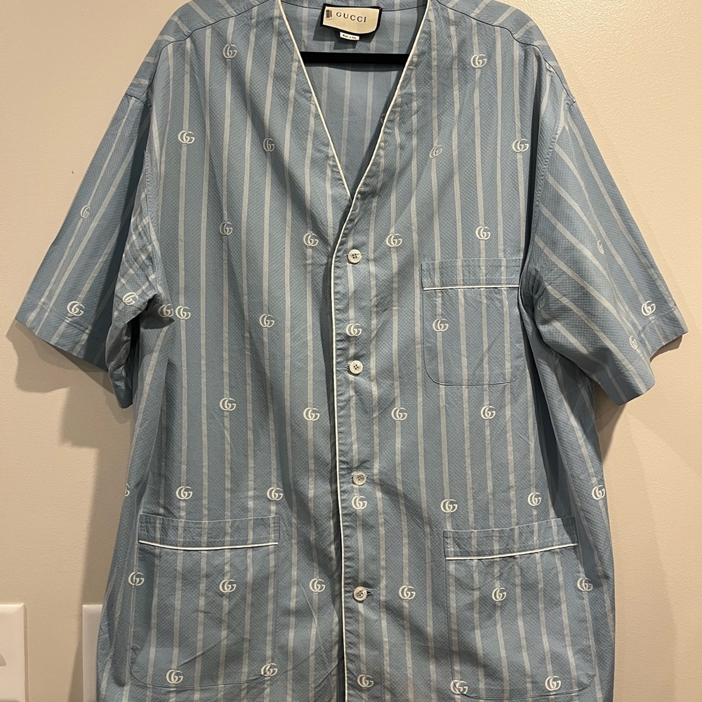 Gucci Light Blue Patterned Casual Shirt